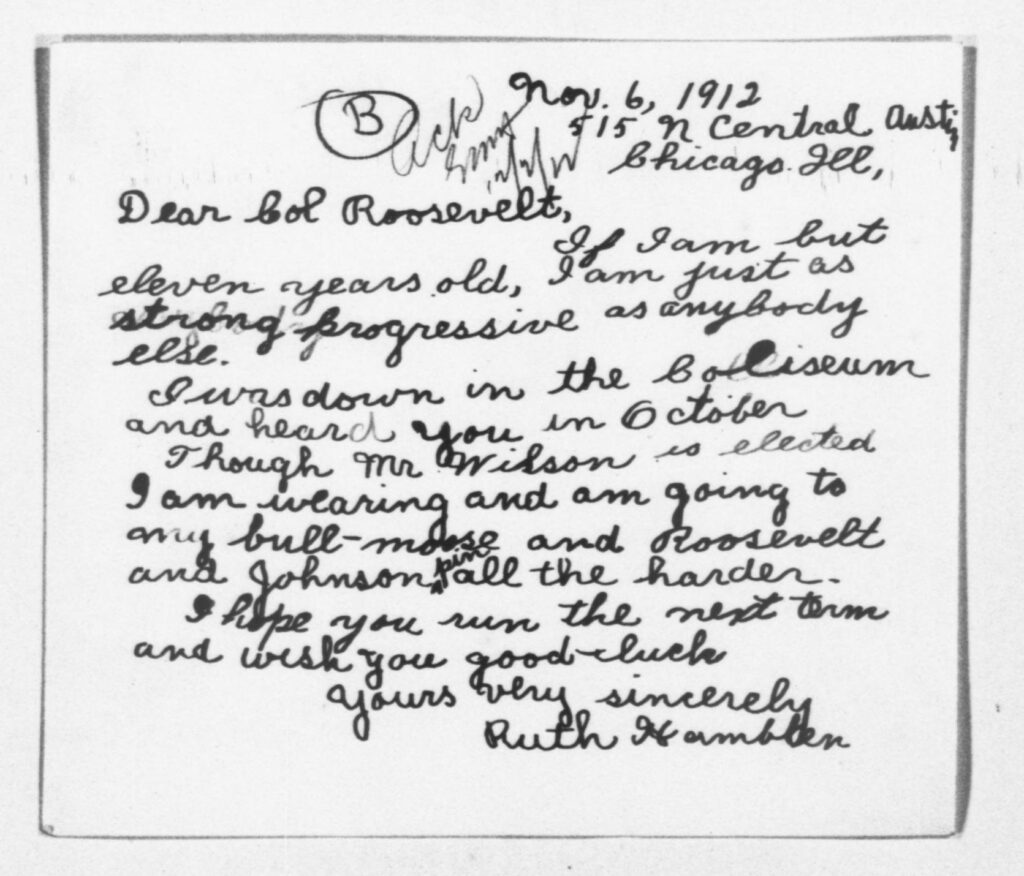 Ruth Hamblen's Cursive Letter to Roosevelt